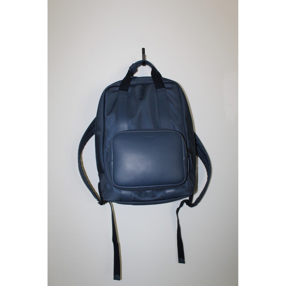Monos Metro Backpack Oxford Blue Nylon Vegan Leather Laptop Travel Bag Metro Kit